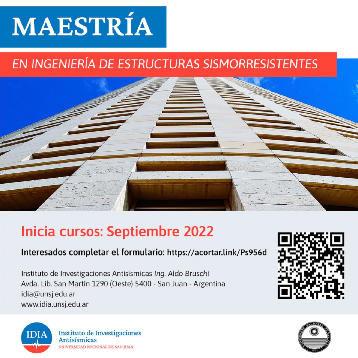 Curso de Posgrado del IDIA: "Maestría en Ingeniería de Estructuras Sismorresistentes"