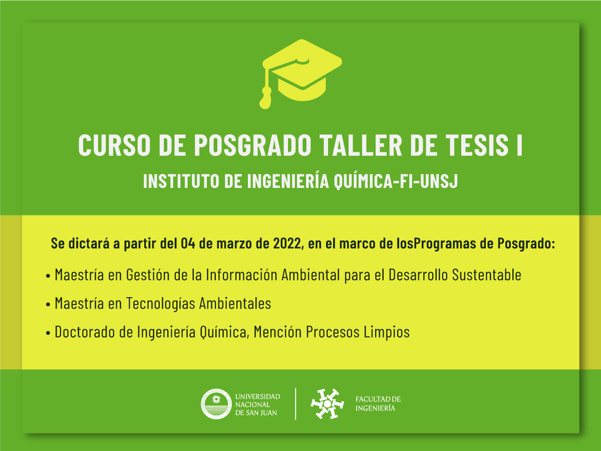 Curso de Posgrado: Taller de Tesis I