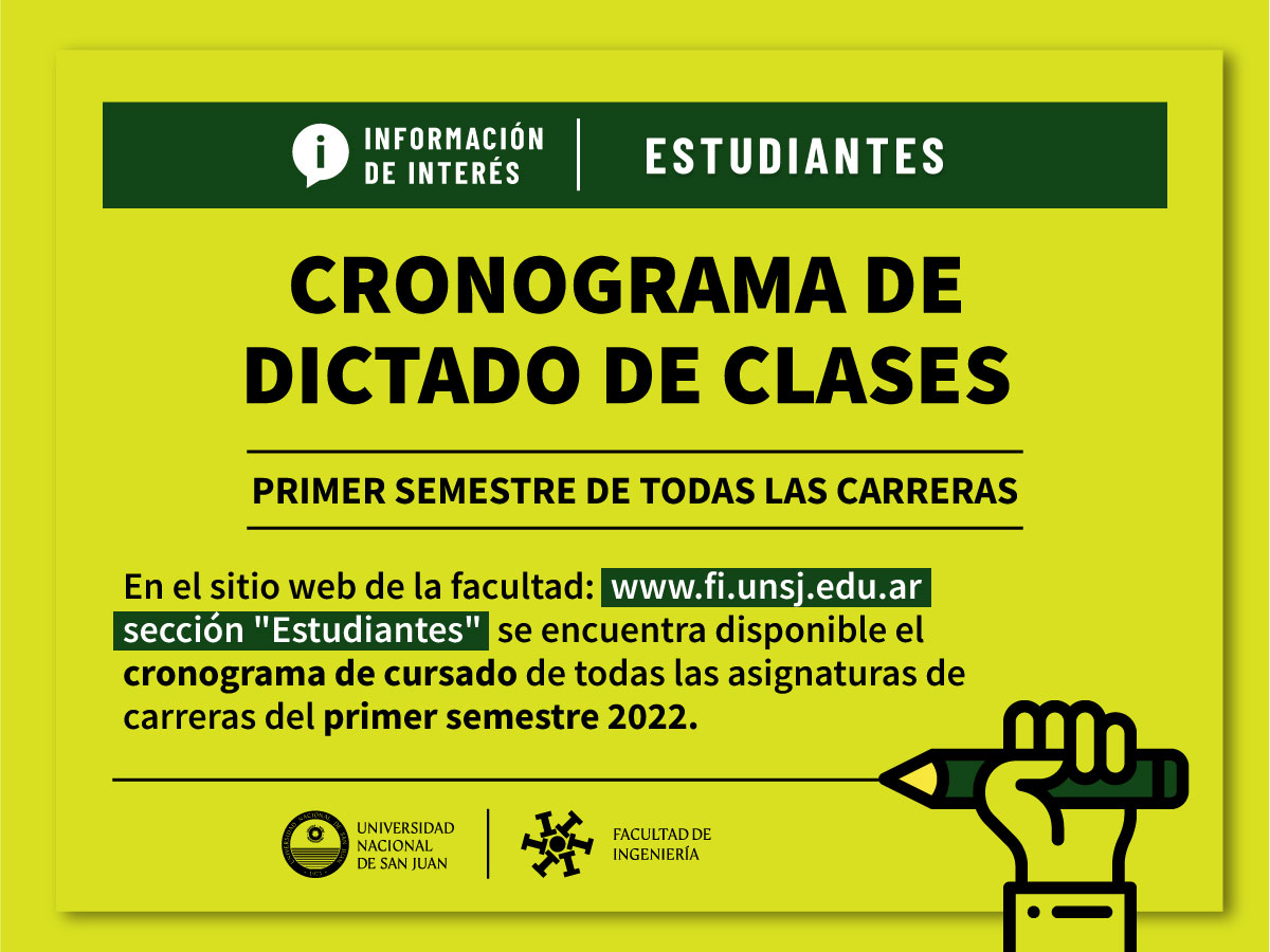 Cronograma de clases del primer semestre 