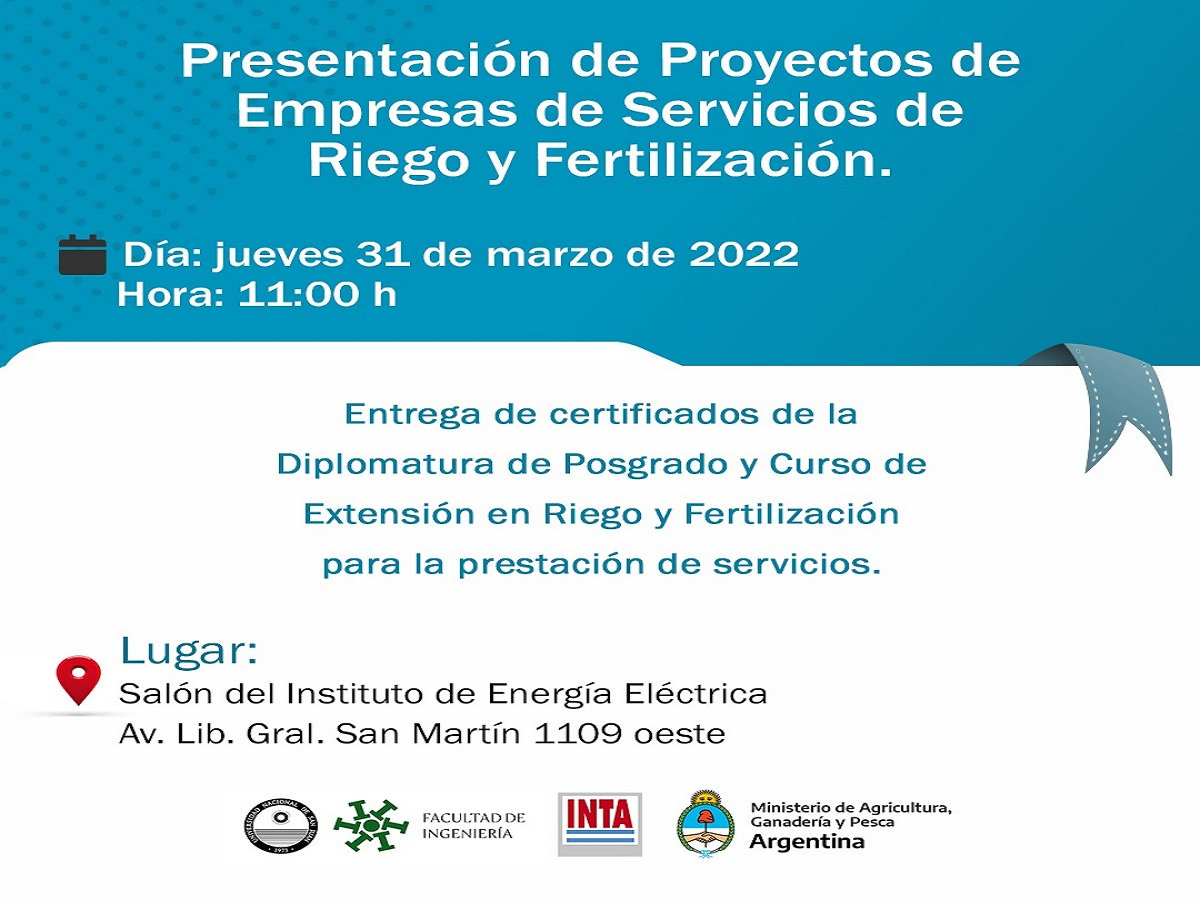 Presentación de proyectos de empresas de servicios de la Diplomatura y Curso en Riego y Fertilización