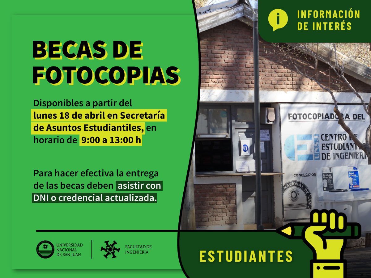 Becas de fotocopias para estudiantes de la FI