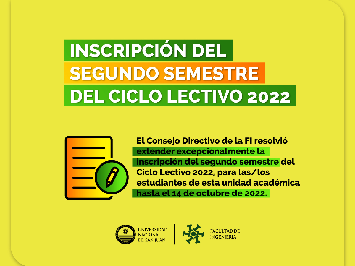 Inscripción de materias para segundo semestre del Ciclo Lectivo 2022