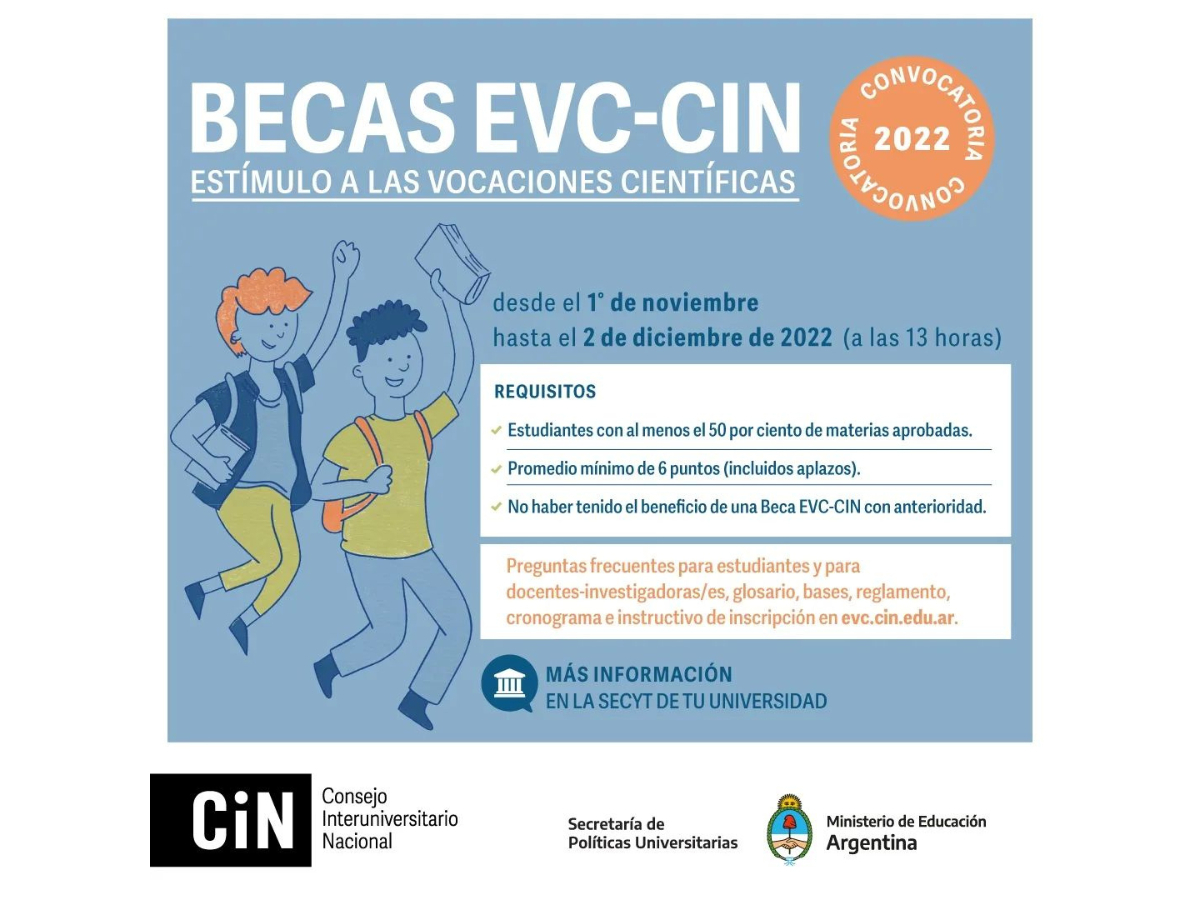 Convocan a participar de las Becas de Estímulo a las Vocaciones Científicas