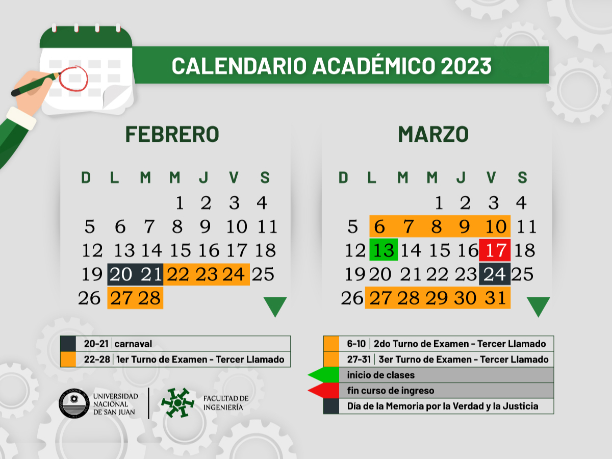 Calendario Académico 2023: FEBRERO - MARZO