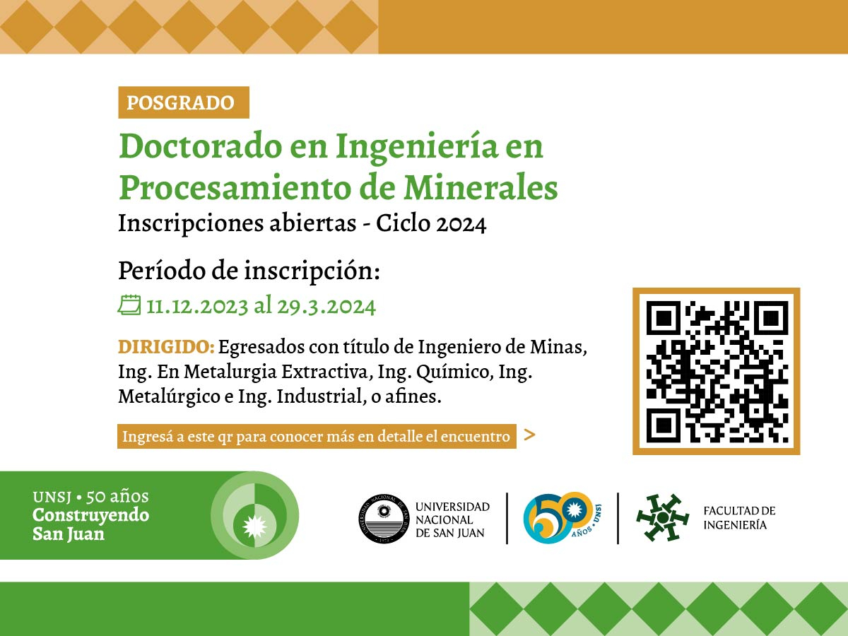 Inscripciones Abiertas: Doctorado en Ingeniería en Procesamiento de Minerales