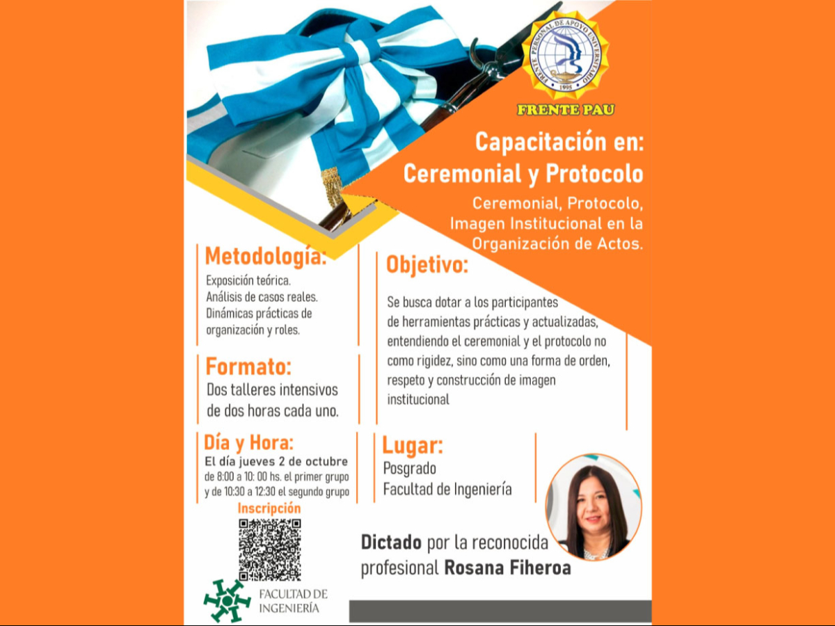 Capacitación de ceremonial y protocolo para Nodocentes de la Facultad de Ingeniería