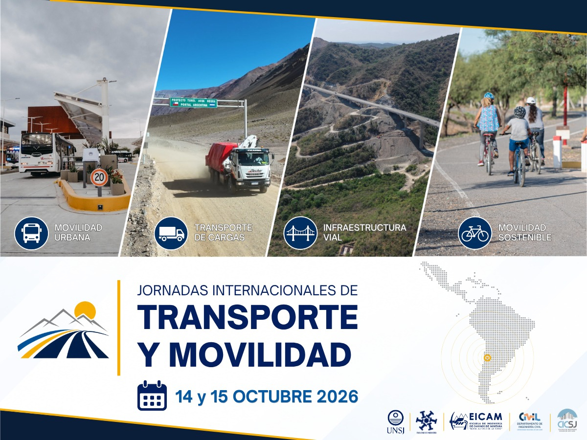 La Facultad de Ingeniería de San Juan será sede de las Jornadas Internacionales de Transporte y Movilidad