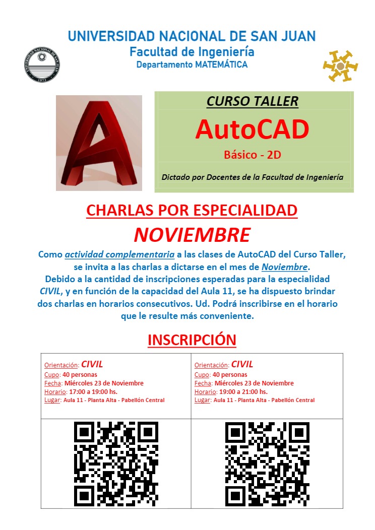 Curso-taller AutoCAD Básico 2-D: Charlas por especialidad